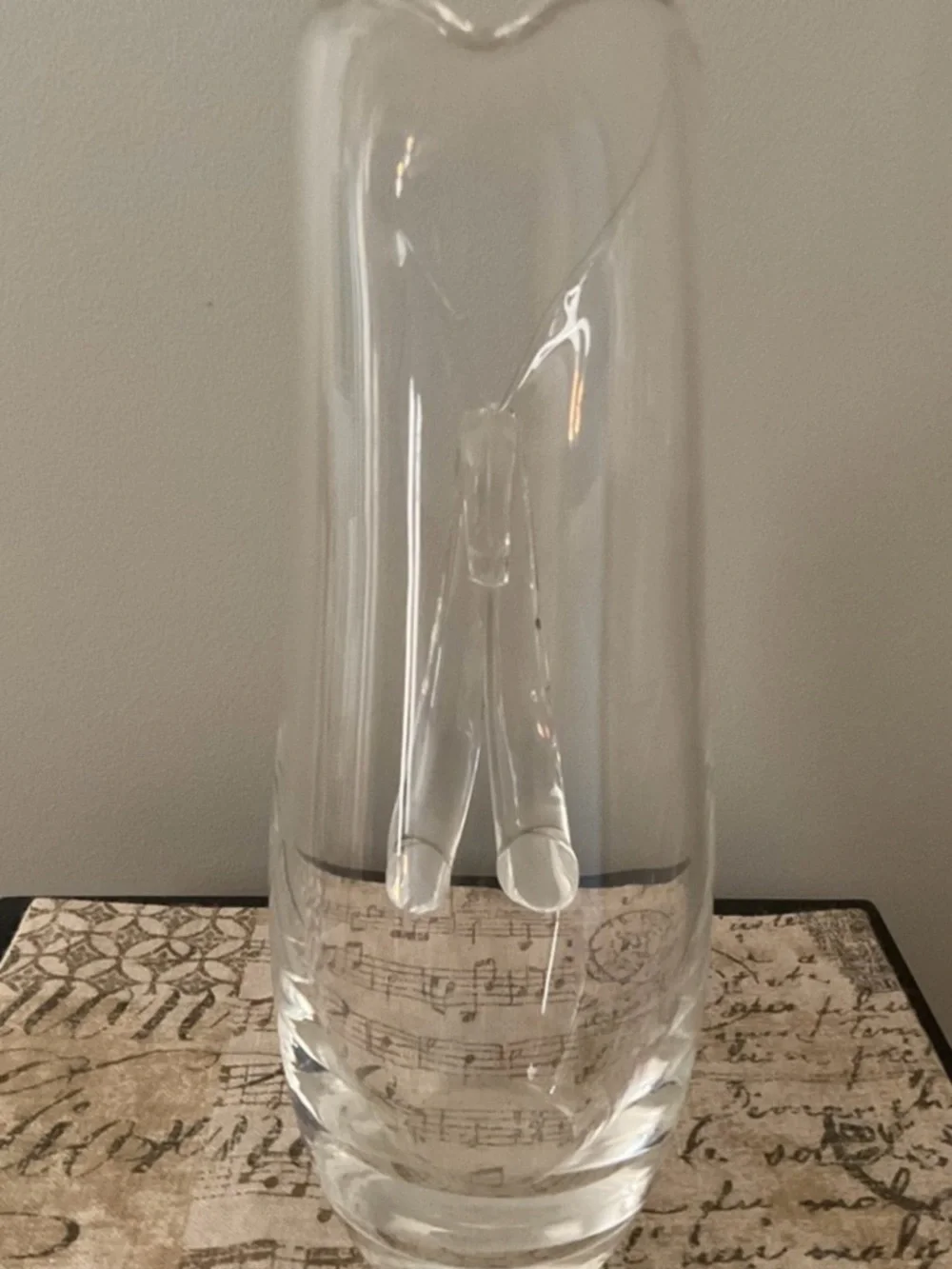 Steuben Signed Crystal Pitcher #8077 Lloyd Atkins Split Handle Art Glass MCM